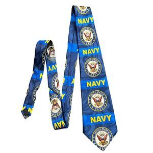 Steven Harris United States Navy Neck Tie Handmade Blue Military USA Logo Emblem